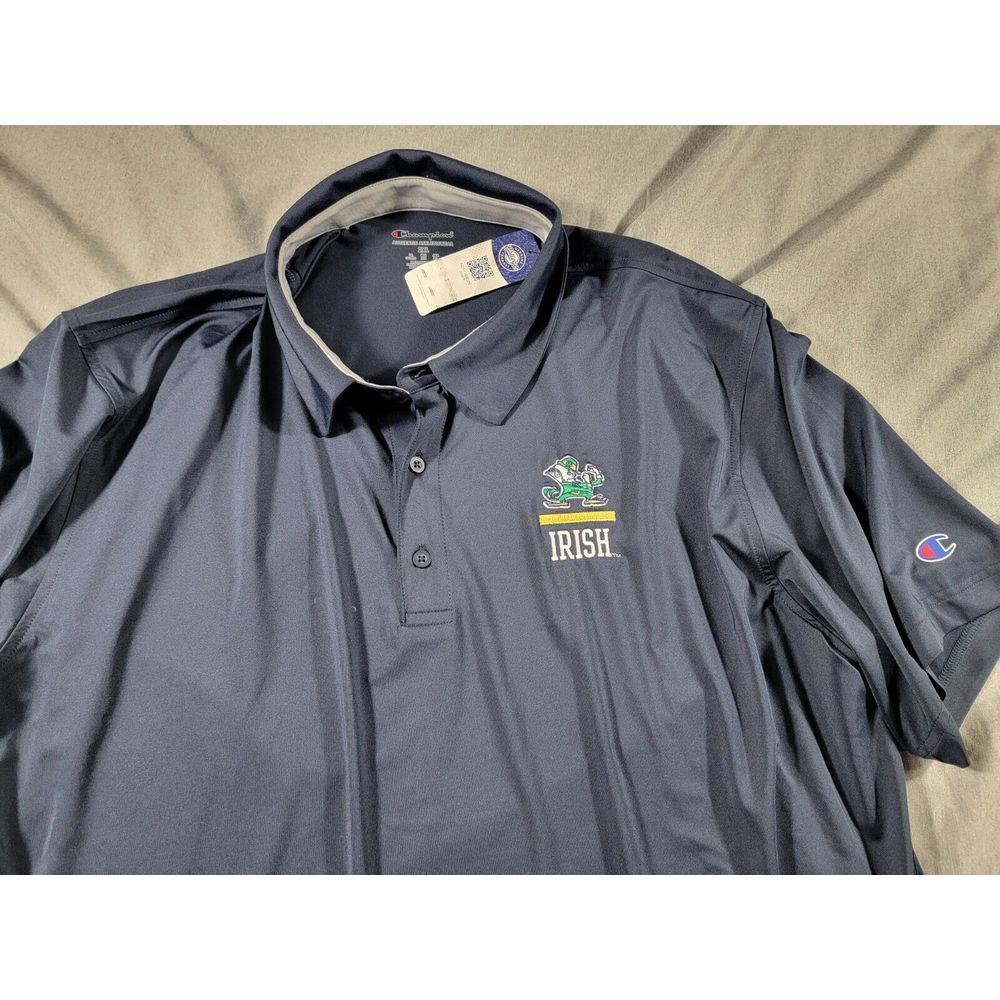 Notre Dame Fighting Irish Polo Shirt Mens 2XL Navy Blue NCAA Champions Athletic